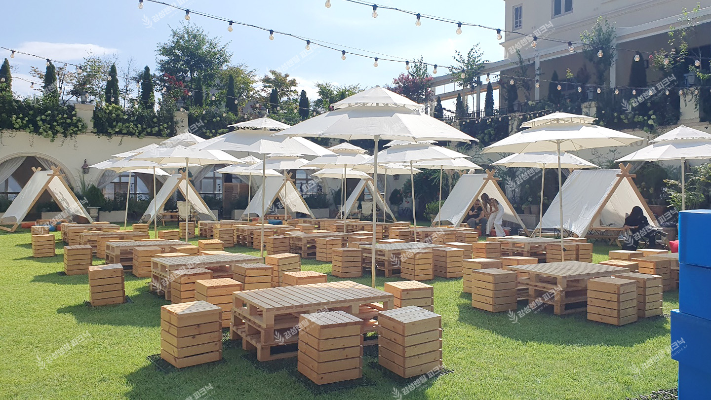 나무파레트 테이블세트-원목 이미지 1